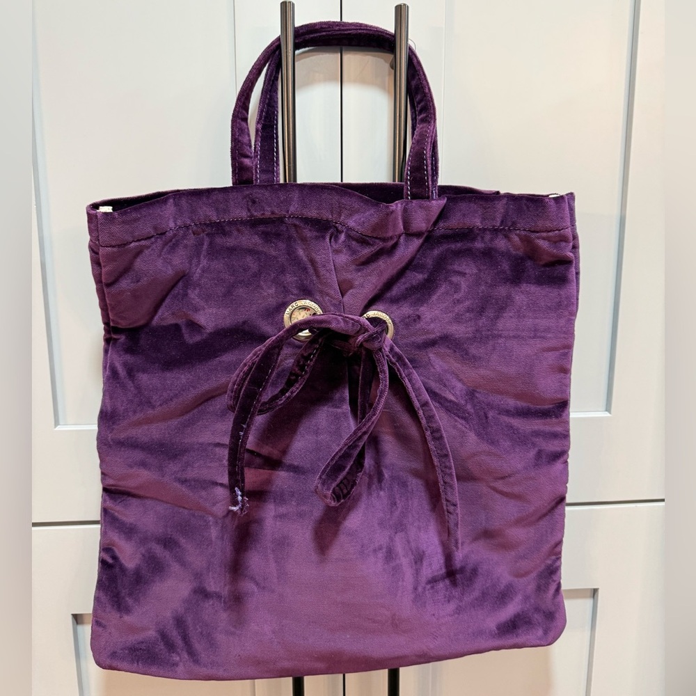 EUC Mark Jacobs purple velvet tote with bowtie front shopping purse bag - Picture 2 of 5